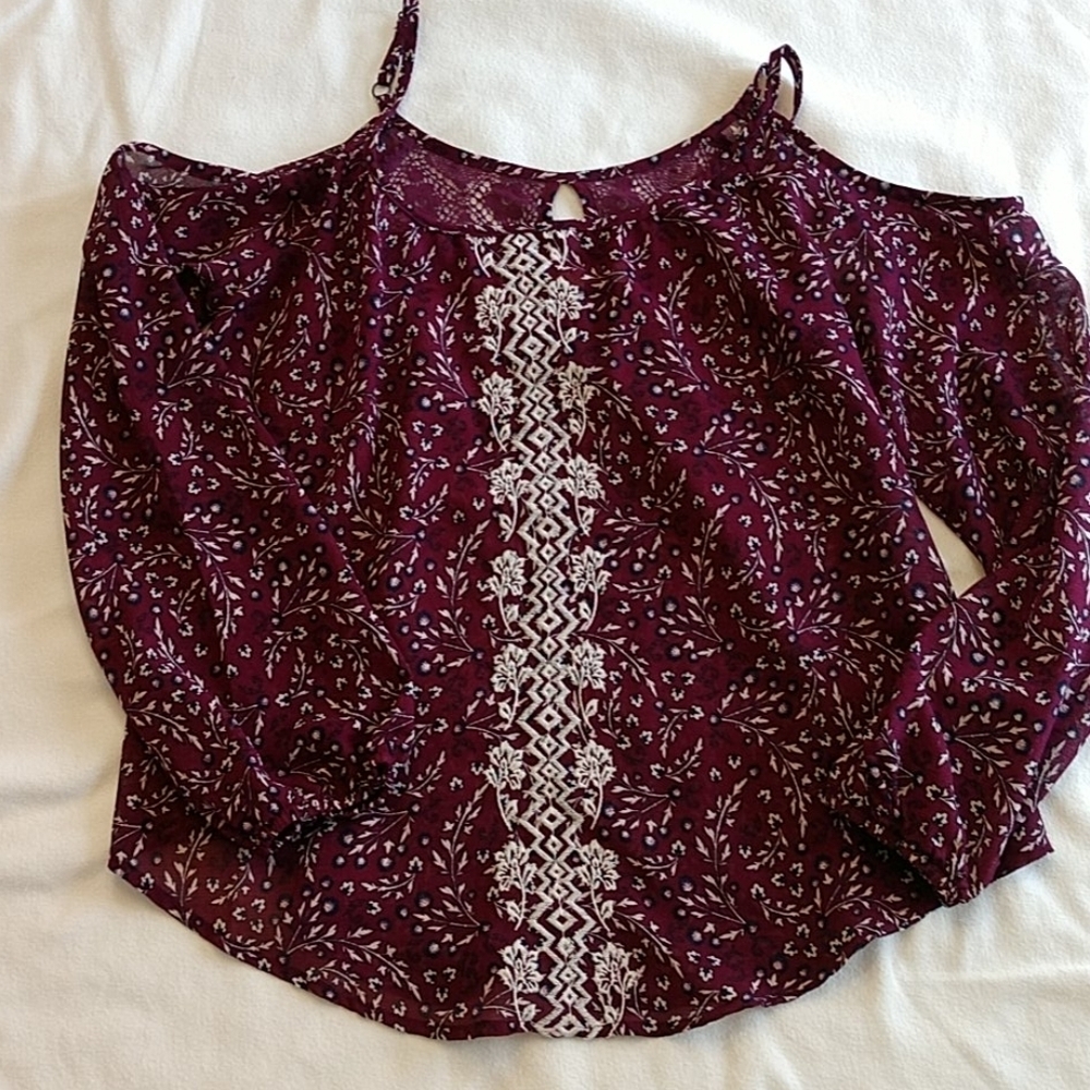 Rewind Long Sleeve Cold Shoulder Blouse